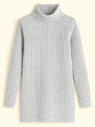 Ladies' Fitted High Neck Solid Color Pit Stripe Split Long-sleeved Sweaters