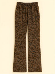 Women's Classic Street Style Leopard Printed Drawstring Wide-leg Pants