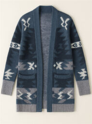 Women's Holiday Style Printed Long Sleeve Cardigan Sweaters - Image 3