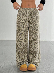 Women's Classic Street Style Leopard Printed Drawstring Wide-leg Pants - Image 5