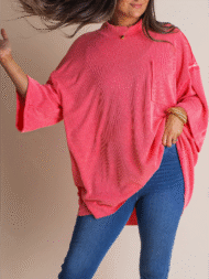 Oversize High Neck Urban Ribbed Tunic - Image 2