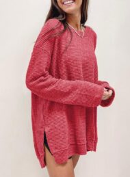 Women's Oversized Waffle Knit Top - Image 5