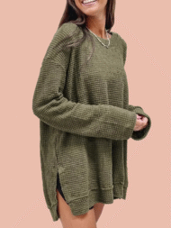 Women's Oversized Waffle Knit Top - Image 2