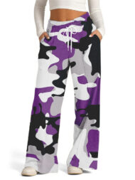 Women's Casual Camouflage Print Drawstring Wide Leg Pants - Image 7