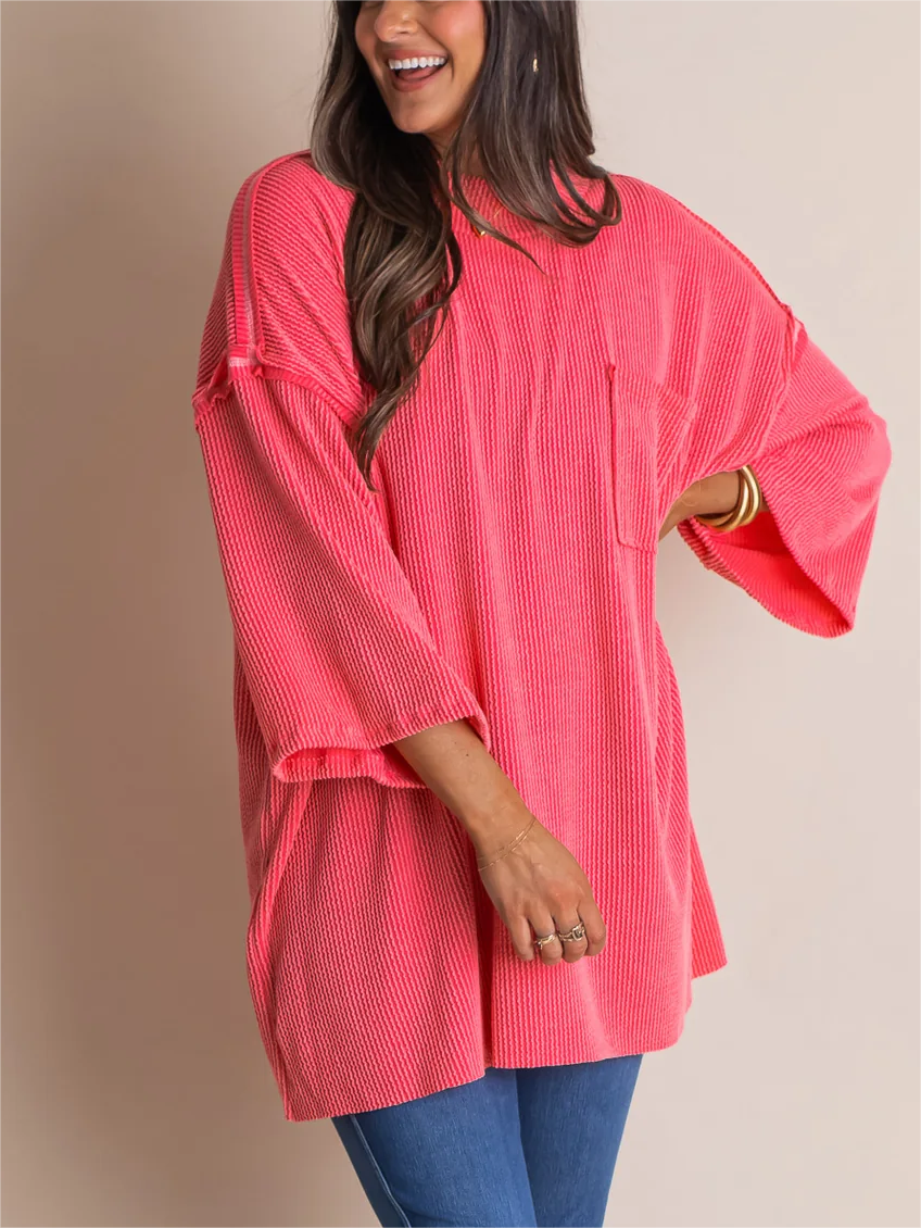 19-27 Oversize High Neck Urban Ribbed Tunic - Image 1