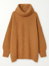 Women's Simple High Neck Solid Color Long Sleeve Loose Sweater - Image 4