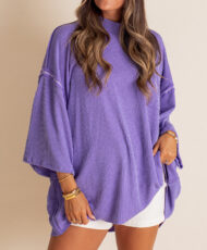 Oversize High Neck Urban Ribbed Tunic - Image 21