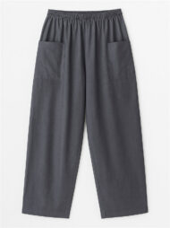 Women's Simple Solid Color Elastic High Waist Pants with Pockets - Image 10