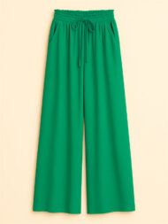 Women's High Waist Solid Color Drawstring Wide Leg Flared Pants - Image 3