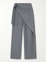 Ladies' Elegant Trendy Striped Lace Up High Waist Straight Pants