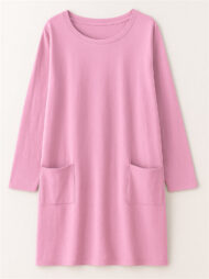 Women's Casual Long Sleeve Round Neck Shirts with Pockets - Image 6