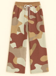 Women's Casual Camouflage Print Drawstring Wide Leg Pants - Image 2
