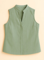 Ladies' Simple Elegant Solid Color V Neck Pullover Sleeveless Blouses - Image 2