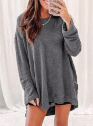Women's Oversized Waffle Knit Top - Image 6