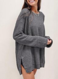 Women's Oversized Waffle Knit Top - Image 7