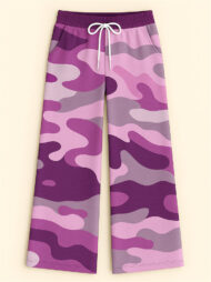 Women's Casual Camouflage Print Drawstring Wide Leg Pants - Image 4