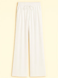 Women's High Waist Solid Color Drawstring Wide Leg Flared Pants - Image 8