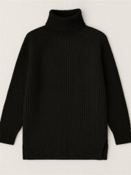 Women's Solid Color Turtleneck Split Hem Long Sleeve Knitted Sweaters - Image 2