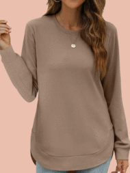 Women's High Low Curved Hem Tops