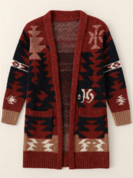 Women's Holiday Style Printed Long Sleeve Cardigan Sweaters