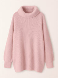 Women's Simple High Neck Solid Color Long Sleeve Loose Sweater - Image 3