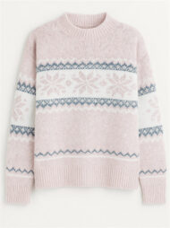 Autumn Casual Semi-high Neck Snowflakes Contrast Color Sweaters