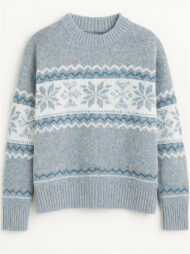 Autumn Casual Semi-high Neck Snowflakes Contrast Color Sweaters - Image 3