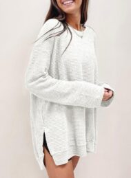 Women's Oversized Waffle Knit Top - Image 9