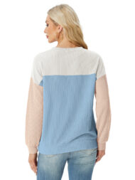 Women's Crewneck Color Block Ribbed Tops - Image 5