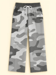Women's Casual Camouflage Print Drawstring Wide Leg Pants - Image 5