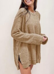 Women's Oversized Waffle Knit Top - Image 12