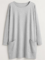 Women's Casual Long Sleeve Round Neck Shirts with Pockets - Image 2