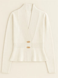 Ladies' French Style Elegant Ruffled Hem Cardigan Sweaters - Image 3