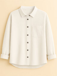 Women's Caual Candy Color Texture Button Up Long Sleeve Blouse - Image 4