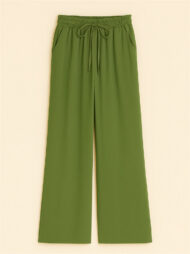 Women's High Waist Solid Color Drawstring Wide Leg Flared Pants - Image 5