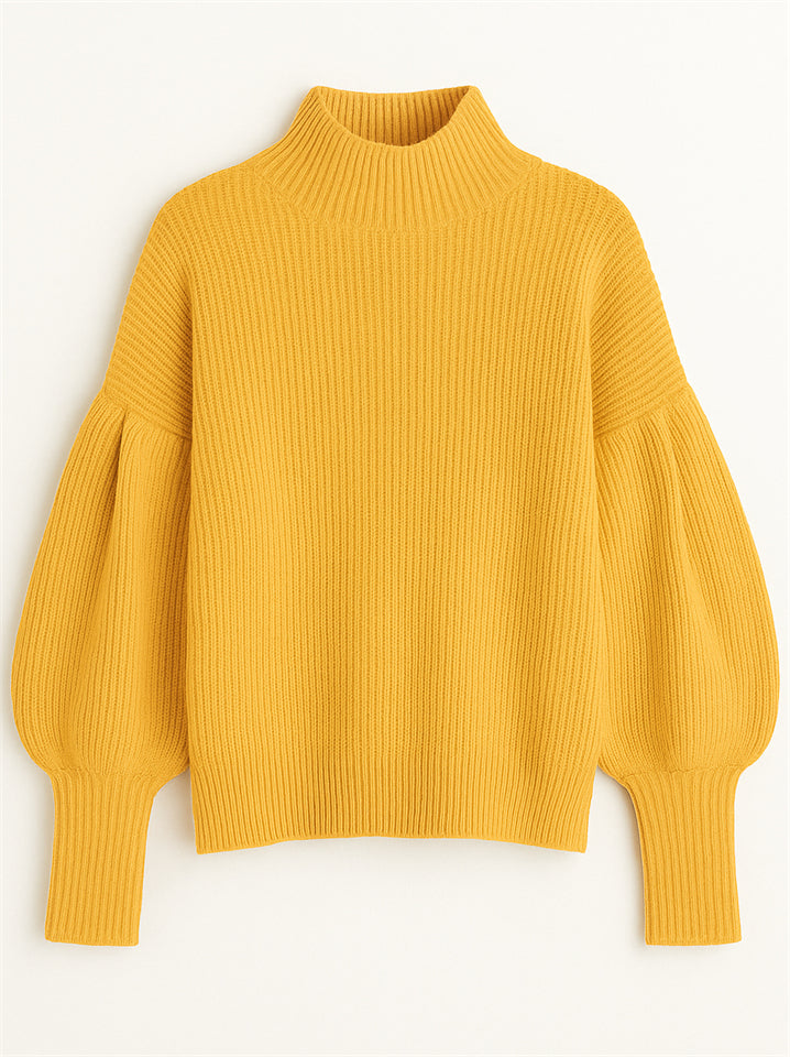 6f1ebf8f8c1174a4b4737307594baa68 Women's Elegant Solid Color Turtle Neck Raglan Sleeve Knitted Sweater - Image 1
