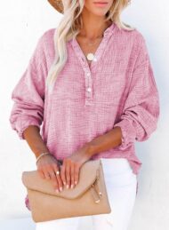 Women's Casual V-Neck Gauze Blouse - Image 7