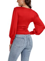 Women's Slim Fit Elegant V Neck Tops - Image 3