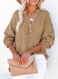 Women's Casual V-Neck Gauze Blouse - Image 9