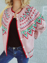 Contrast Color Ethnic Style Crochet Cardigan Sweaters for Women - Image 4
