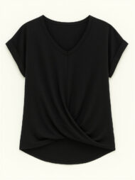 Women's Summer V Neck Simple Solid Color Short Sleeve T-Shirts - Image 7