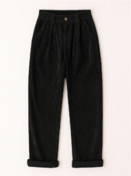 Women's Simple Solid Color High Waist Corduroy Pants - Image 5