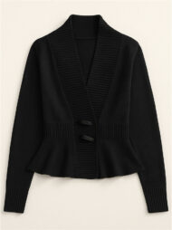 Ladies' French Style Elegant Ruffled Hem Cardigan Sweaters - Image 4