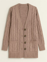 Women's Solid Color Ribbed Knit Button Up Cardigan Sweater with Pockets - Image 3