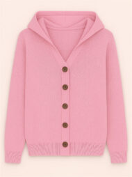 Autumn Candy Color Button Up Long Sleeve Hooded Sweaters for Women