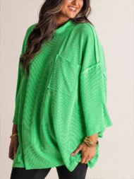 Oversize High Neck Urban Ribbed Tunic - Image 3