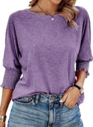 Women's Round Neck 3/4 Sleeve Basic T-Shirts (Buy 3 Free Shipping) - Image 13