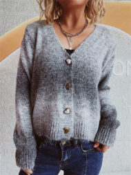 Trendy Gradient Color Long Sleeve Cardigan Sweaters for Women - Image 4