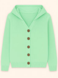 Autumn Candy Color Button Up Long Sleeve Hooded Sweaters for Women - Image 6