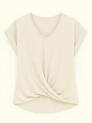 Women's Summer V Neck Simple Solid Color Short Sleeve T-Shirts - Image 8